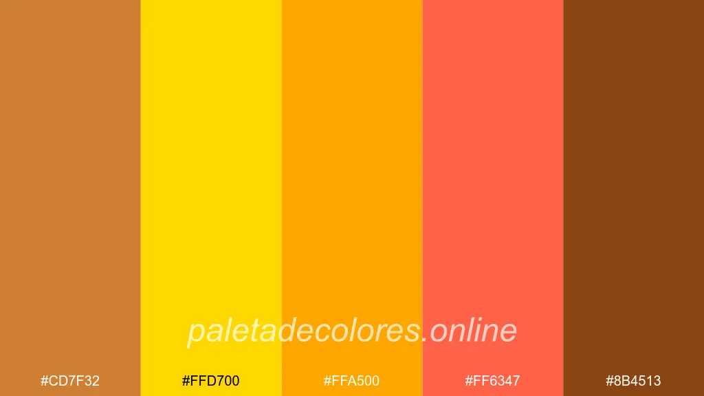 Una paleta cálida inspirada en los colores de un atardecer de bronce.