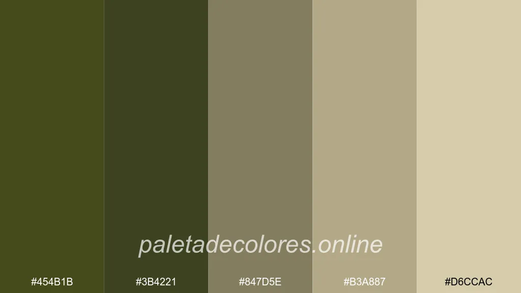 Verdes de camuflaje combinados con tonos bronceados inspirados en el desierto.