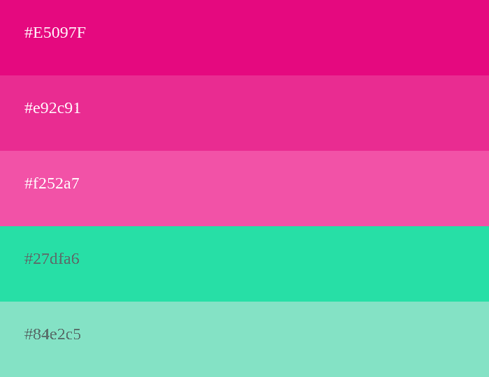 paleta de cores magenta e turquesa