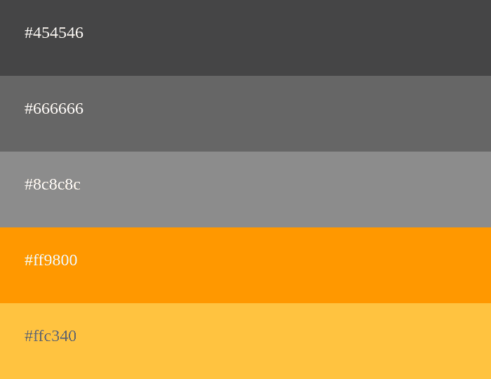 Graue und orange Farbpalette
