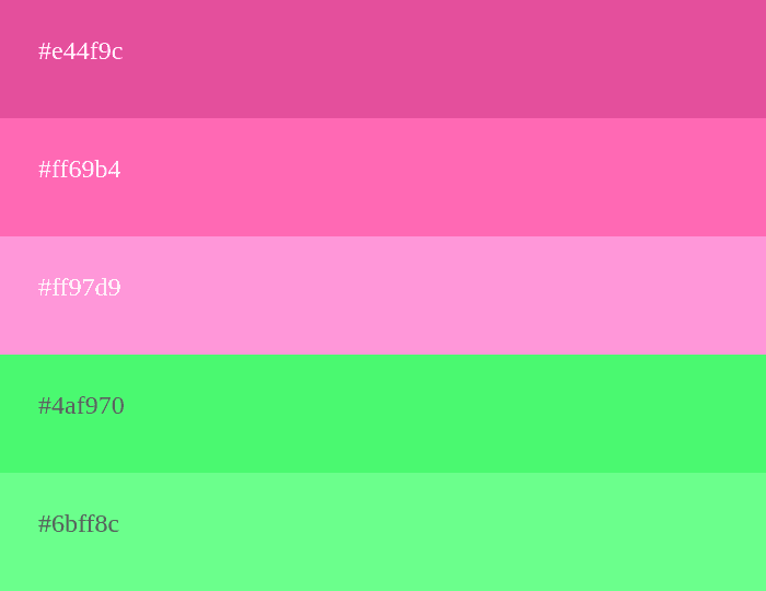 Rosa und grüne Farbpalette