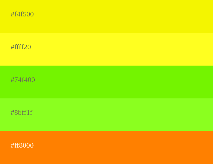 Analoge Palette der Farbe Gelb
