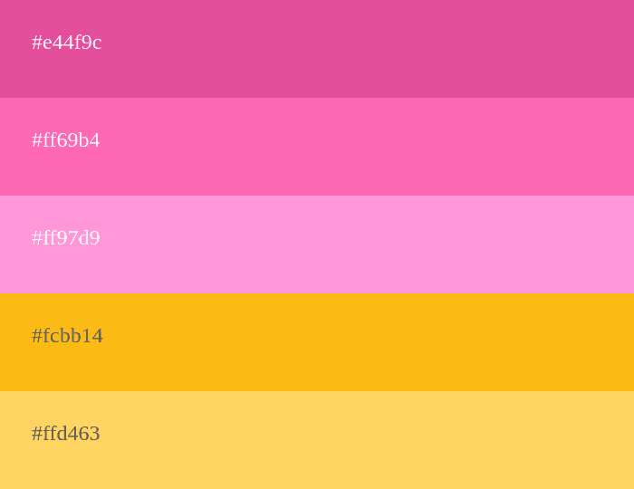 Rosa und orange Farbpalette