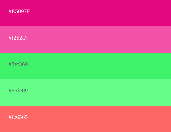 Magenta Farbpalette mit Grün und Rot