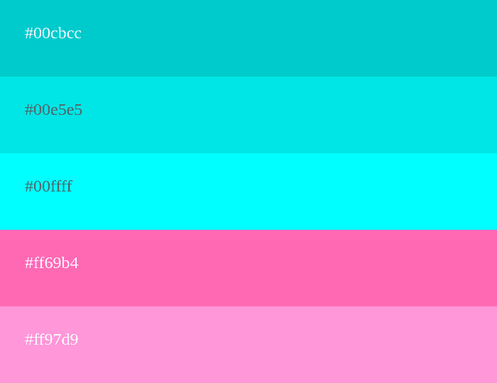 Cyan und Rosa Farbpalette