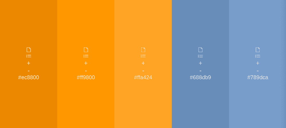 Orange und blaue Farbpalette