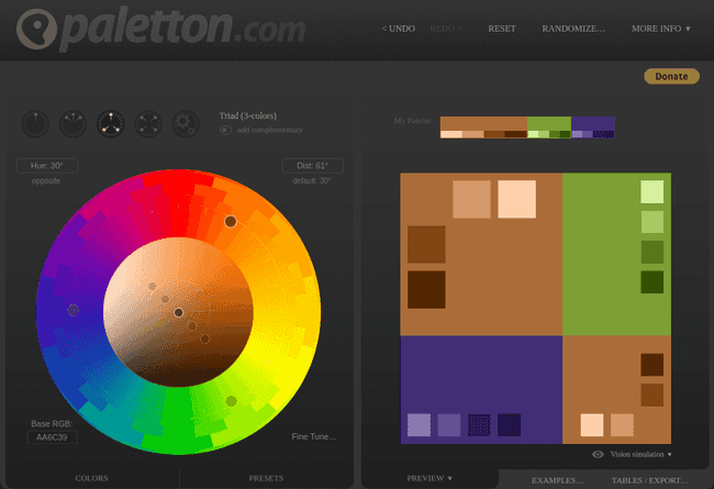 paletton.com Homepage - Online-Farbkreis