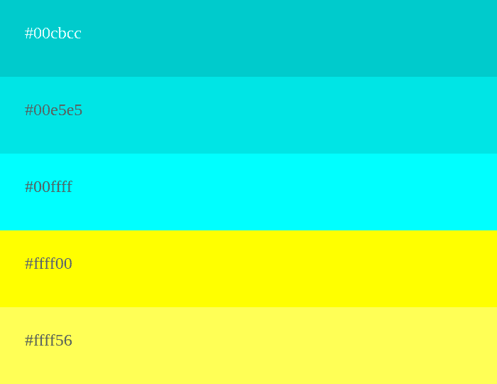 Cyan und gelbe Farbpalette