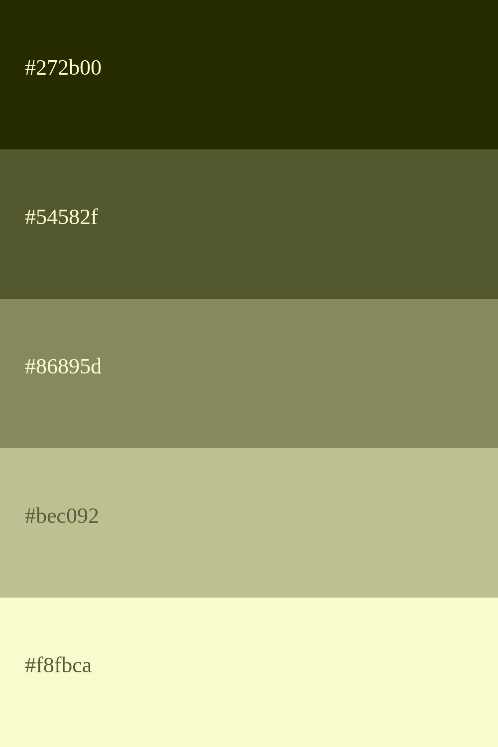 Olivgrüne Farbpalette