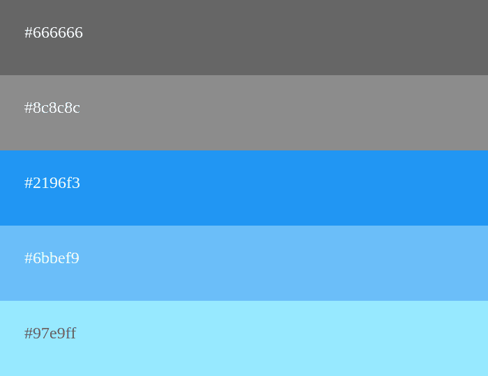 Graue und blaue Farbpalette