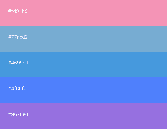 Kalte rosa, blaue und lila Farbpalette
