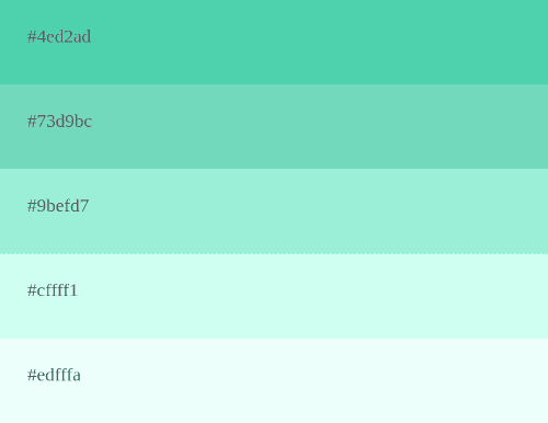 Türkisblaue Farbpalette