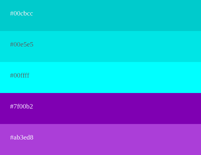 Cyan und Lila Farbpalette