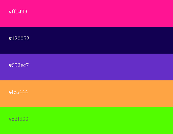 Neon-Farbpalette