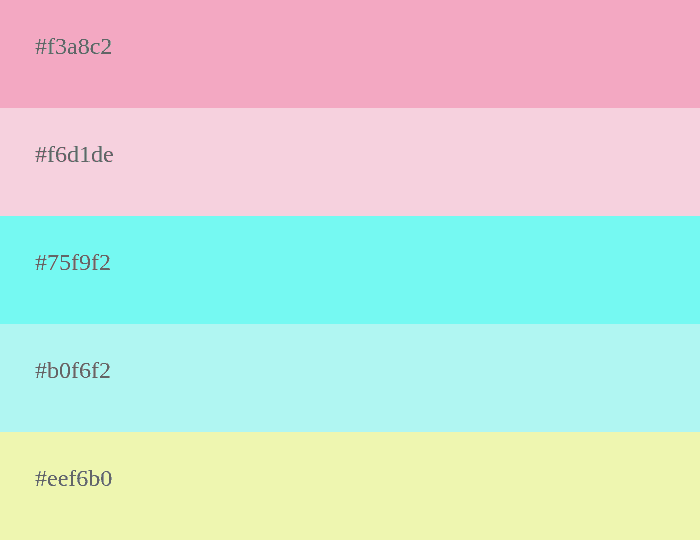 Pastellrosa und Türkis Palette
