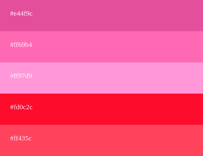 Rosa und rote Farbpalette