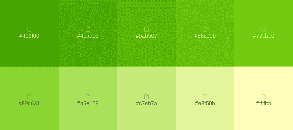 Apfelgrüne Farbpalette