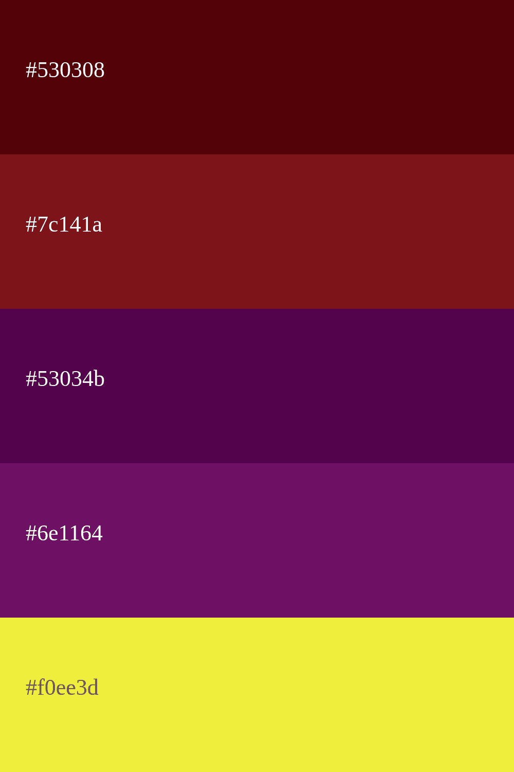 Palette de couleurs bordeaux, violet et sombre
