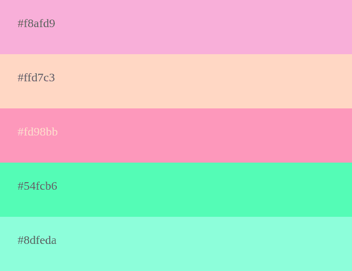 Kalte rosa und türkise Farbpalette