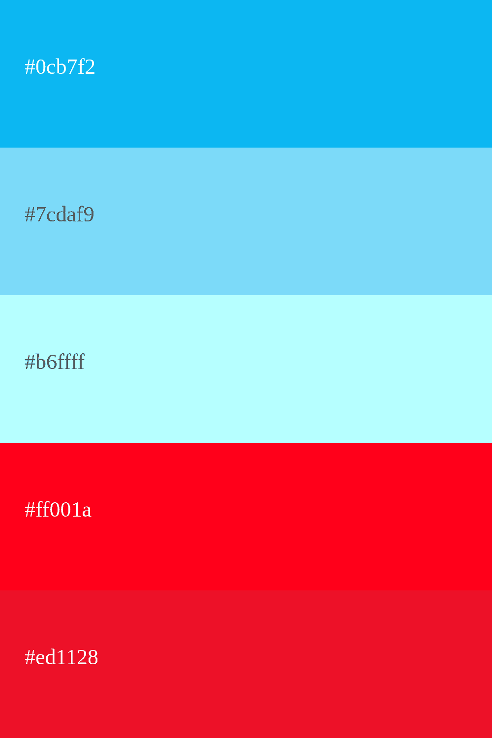 Himmelblaue und rote Farbkombination
