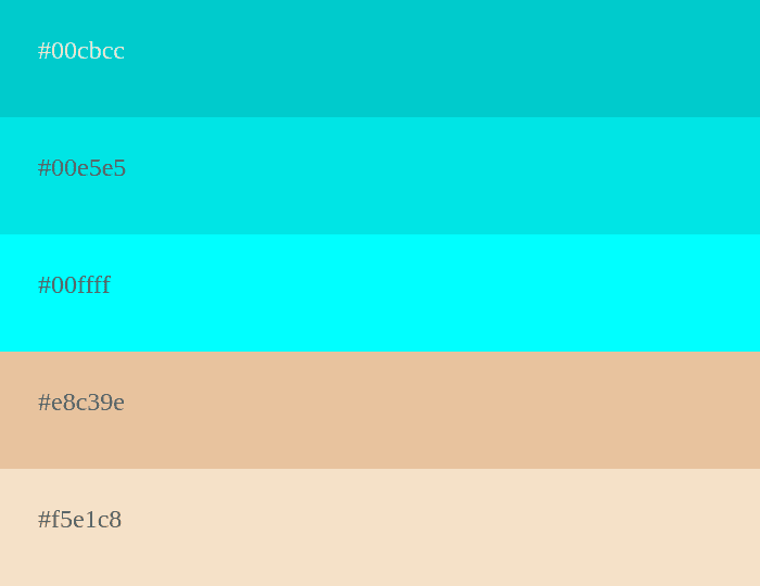 Cyan und beige Farbpalette