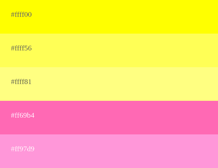 Gelbe und rosa Farbpalette