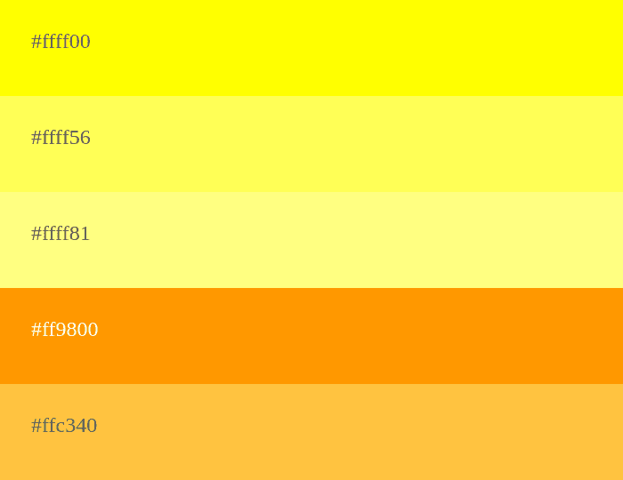 Gelbe und orange Farbpalette