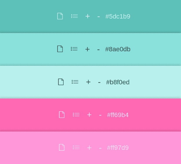 Türkise und rosa Farbpalette