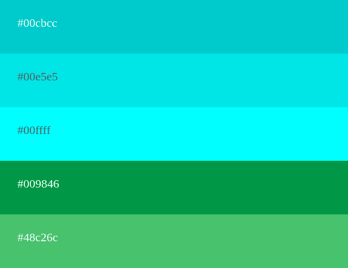 Cyan und grüne Farbpalette